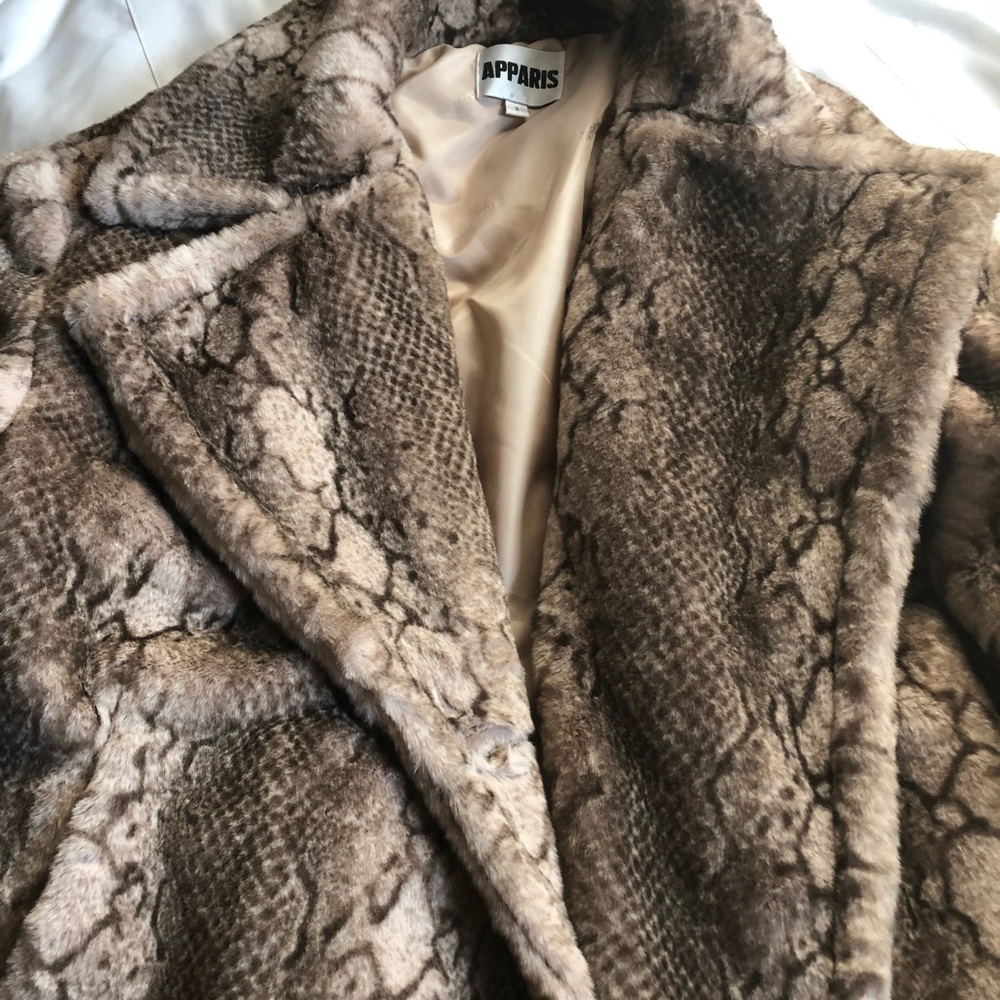 NWOT Apparis Snake Print Faux Fur Jacket S